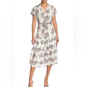 VERONICA BEARD Meagan Floral Midi Button Down Silk Dress Sz 12